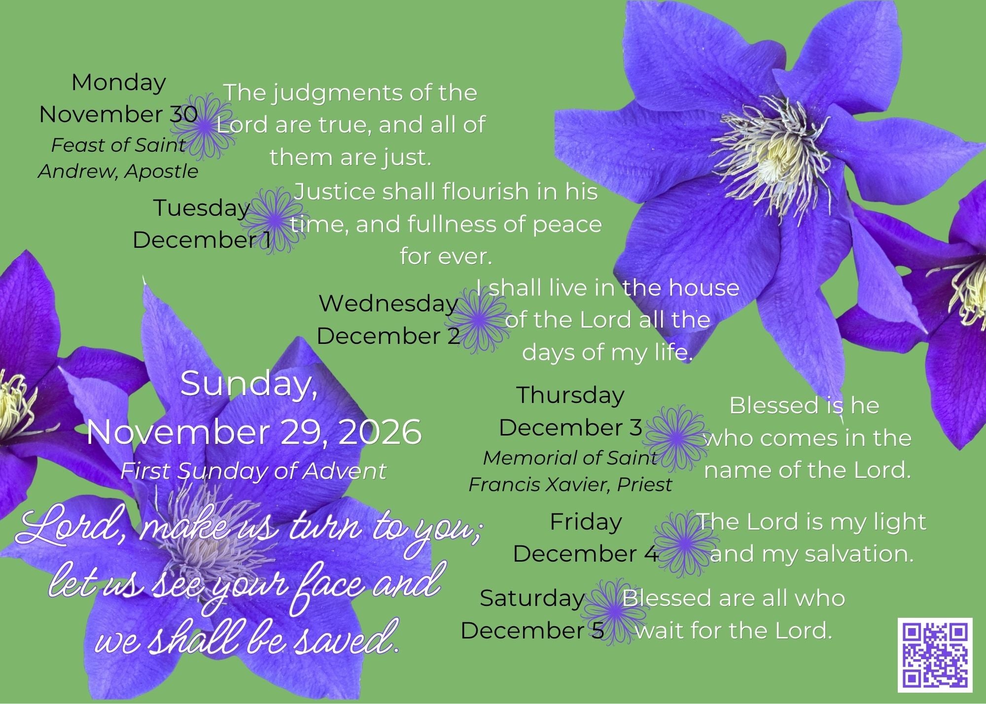 Responsorial Psalm Weekly Calendar